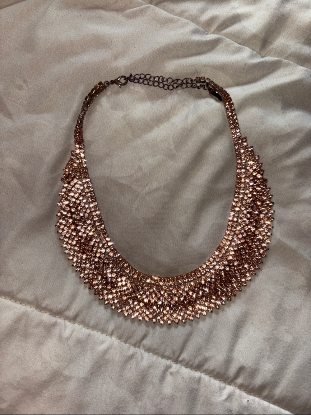 Rose Gold Crystal Collar Necklace - Sparkling Bib Statement